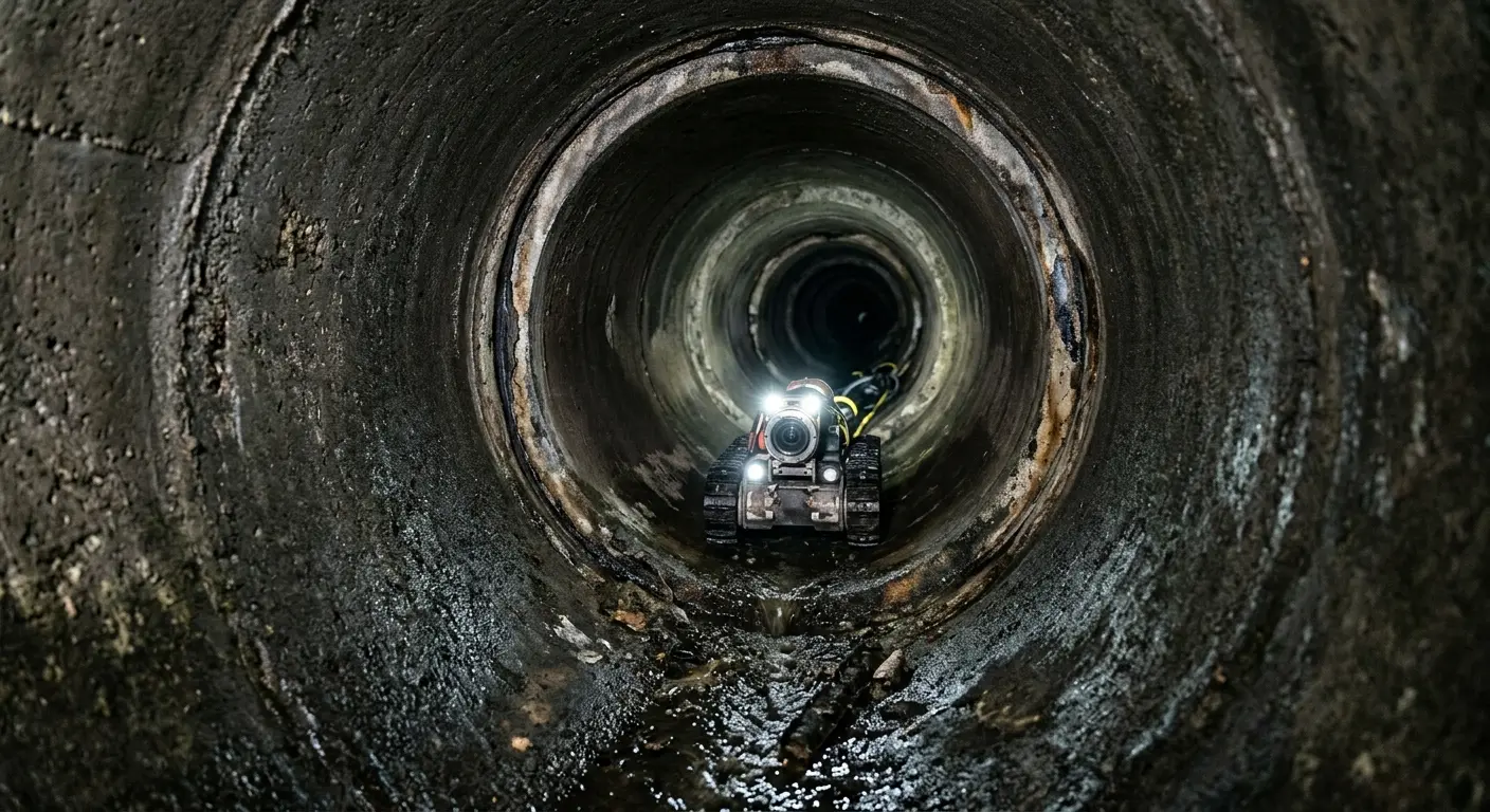 Robotic sewer camera inspecting pipe interior for Drain Snake Service in Draper